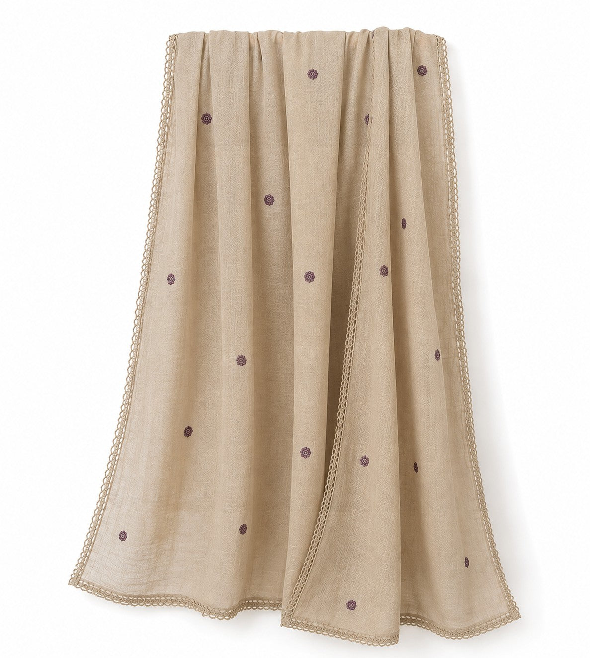 Beige Floral Embroidered Kurta Dupatta Set - view 4