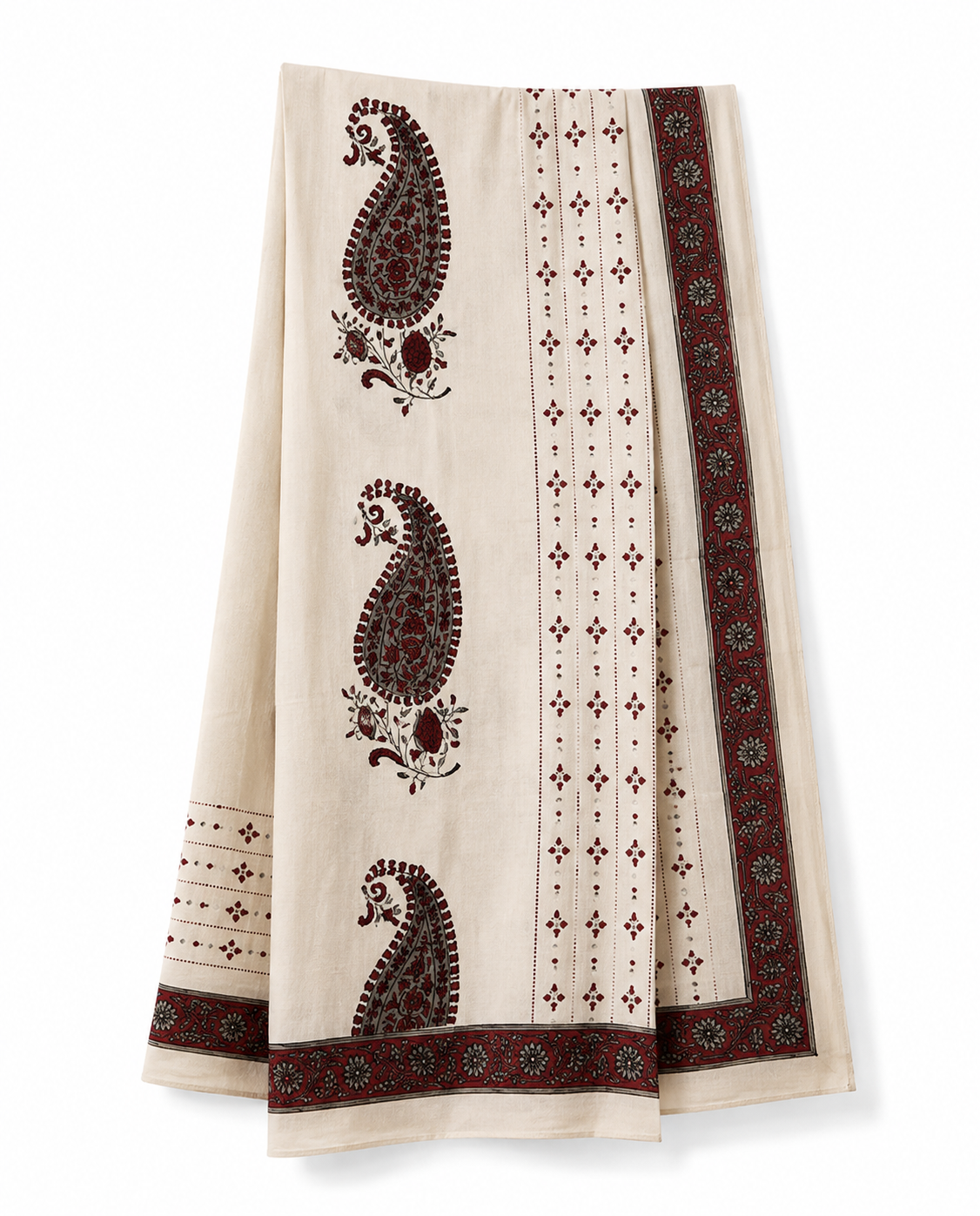 Beige Paisley Print Kurta Set - view 3