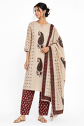 Beige Paisley Print Kurta Set - view 4