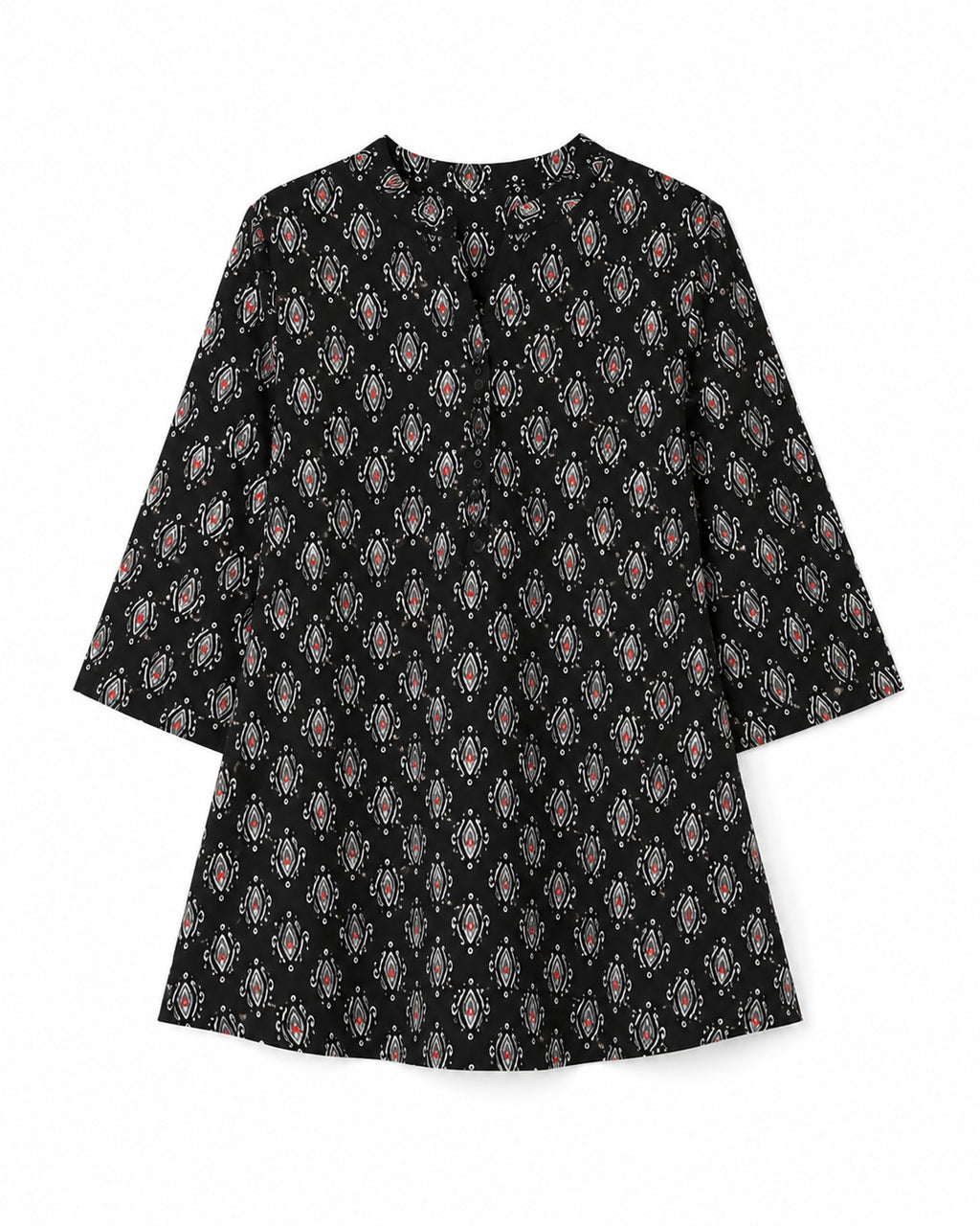 Black Ikat Print Flared Kurti - view 3