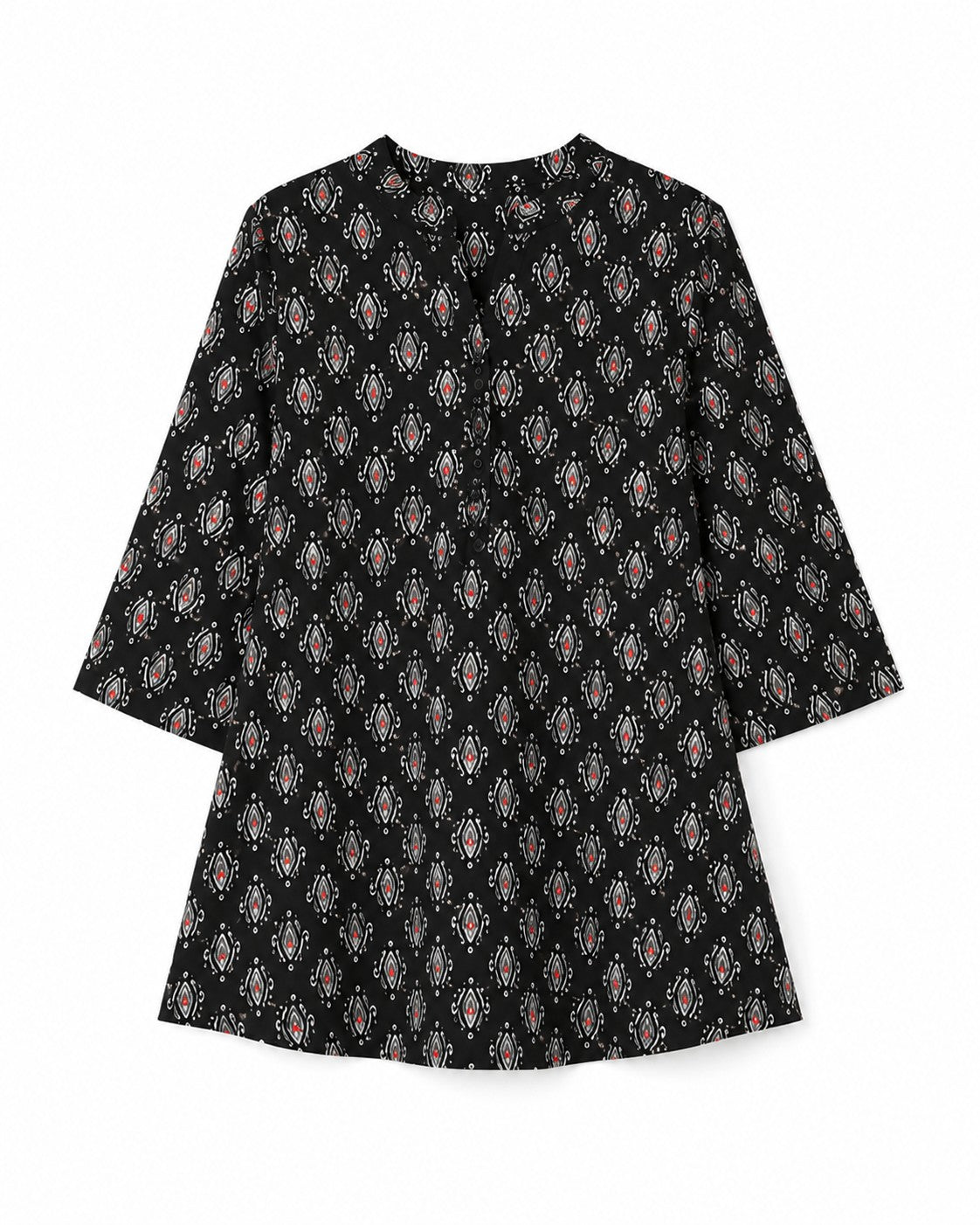 Black Ikat Print Flared Kurti - view 3