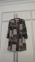 Black Patchwork Print Shirt Set, black