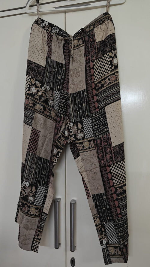 Black Patchwork Print Shirt Set, black - view 2
