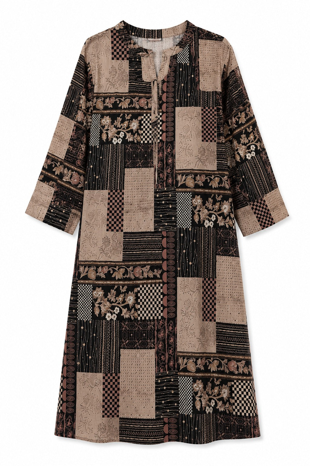 Black Patchwork Print Shirt Set - view 3