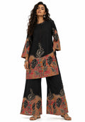 Black Rose Print Kurta Set