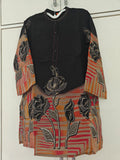 Black Rose Print Kurta Set, black