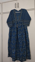 Blue Ethnic Print Flared Kurta Set, blue