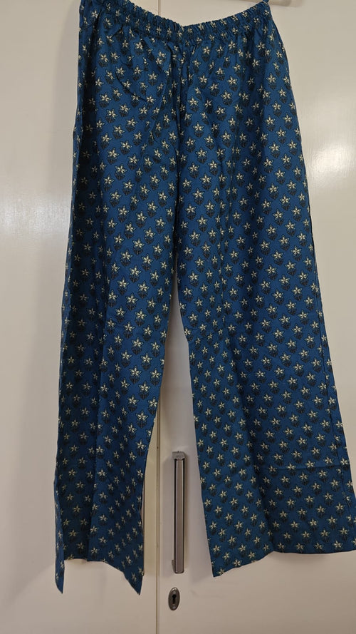 Blue Ethnic Print Flared Kurta Set, blue - view 2