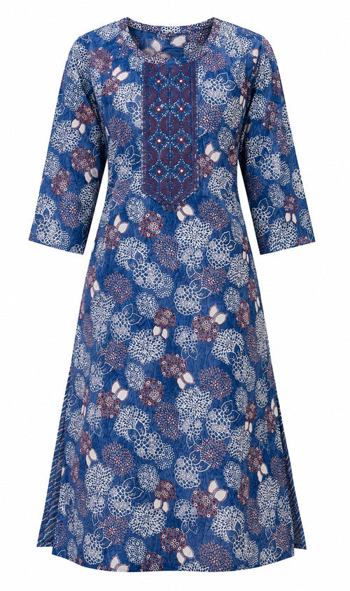 Blue Floral Print Kurta Set