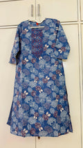 Blue Floral Print Kurta Set, blue