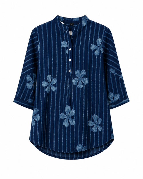 Blue Floral Schiffli Kurti