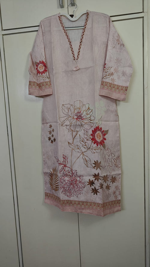 Blush Floral Embroidered Kurta, pink