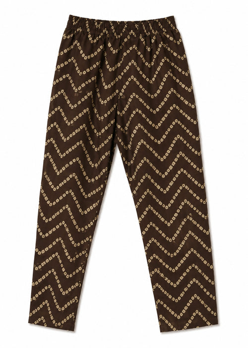 Brown Bandhani-Yoke Kurta Set