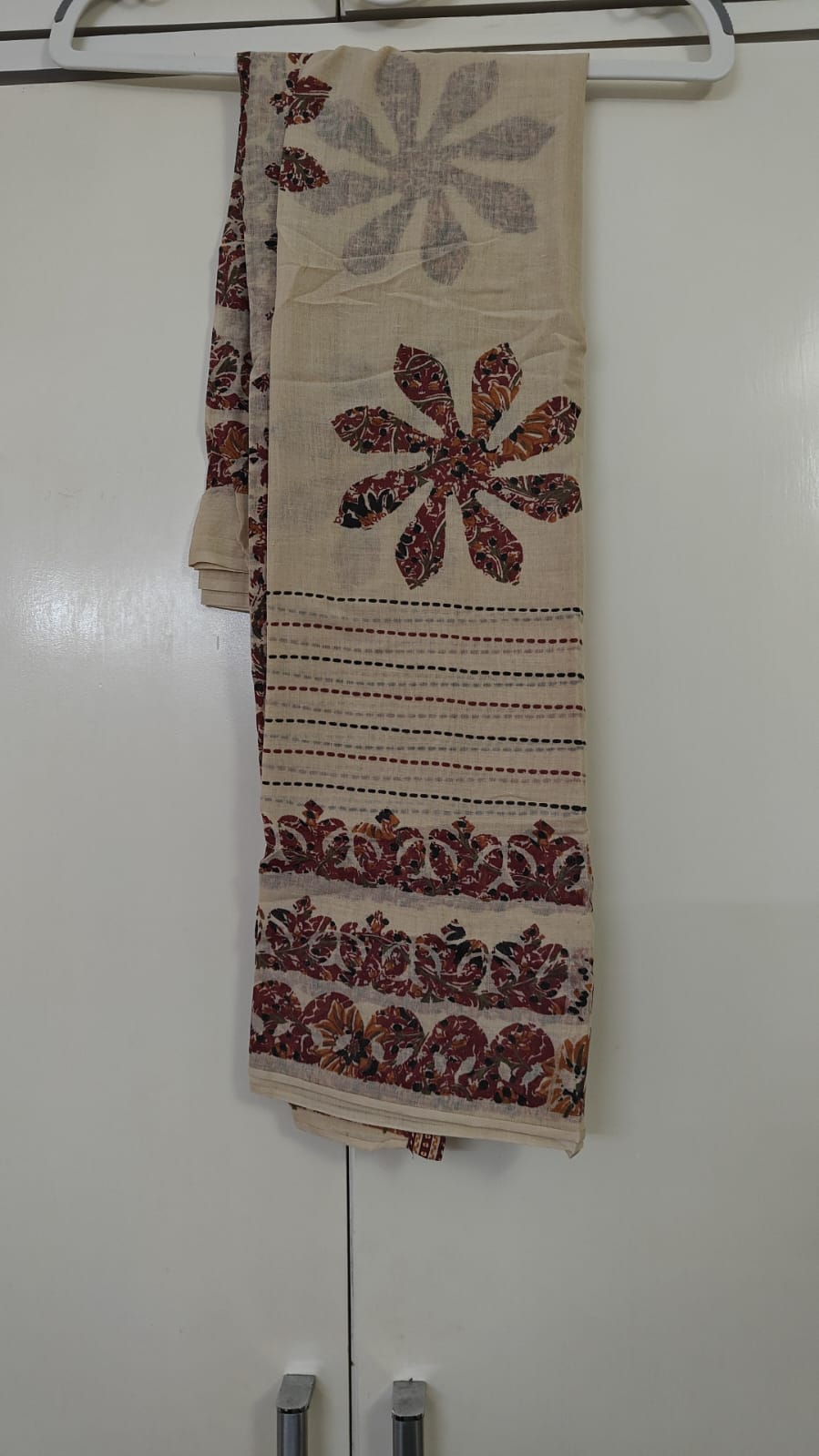 Brown Floral Print Kurta with Zari Yoke, brown - view 3