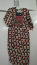 Cream Booti Print Kurta with Embroidered Yoke, cream
