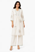 Cream Embroidered Kurta Set - view 2