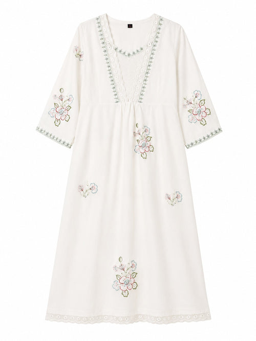 Cream Embroidered Kurta Set - view 4