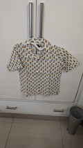 Cream Motif Print Shirt, cream