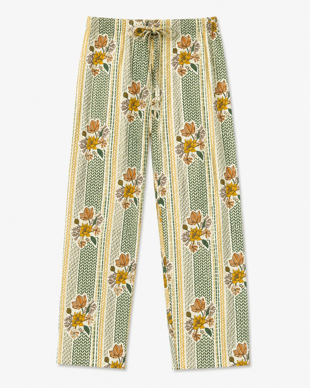 Cream Striped Floral Kurta Set - view 3