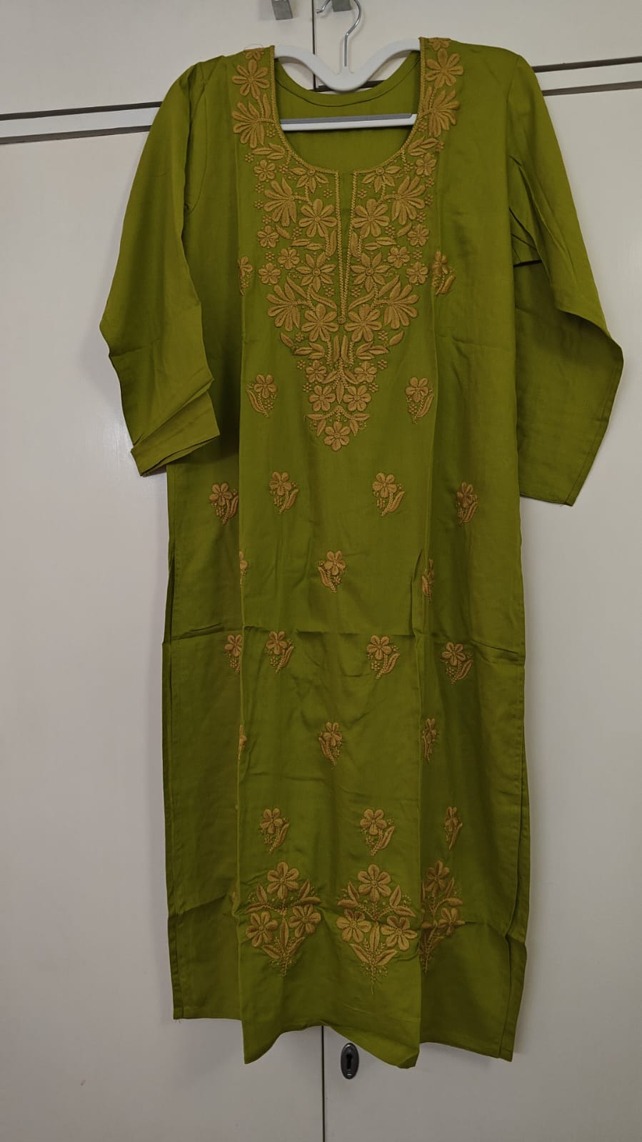 Dark Lime Chikankari Kurta, green