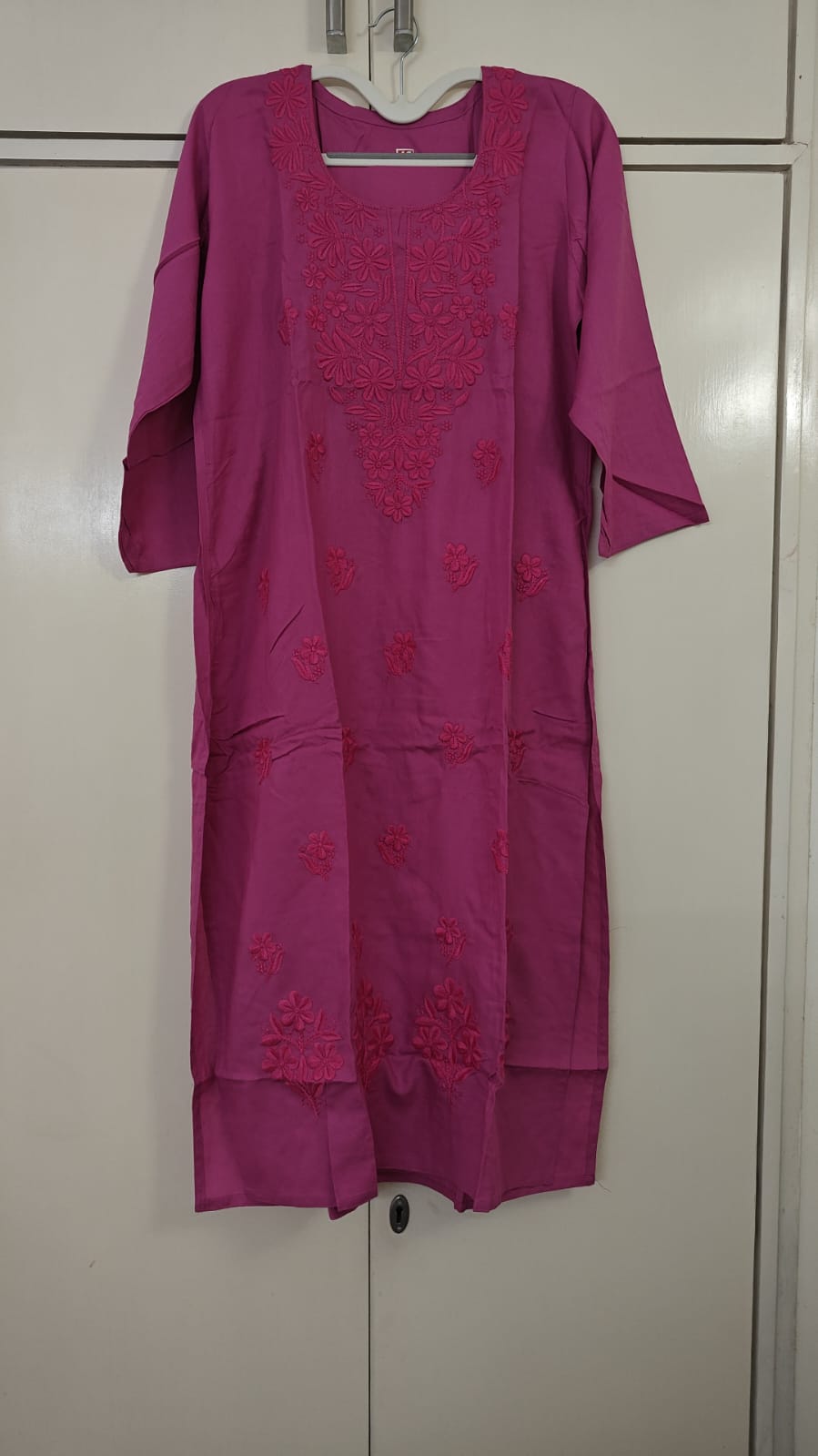 Dark Pink Chikankari Kurta, pink