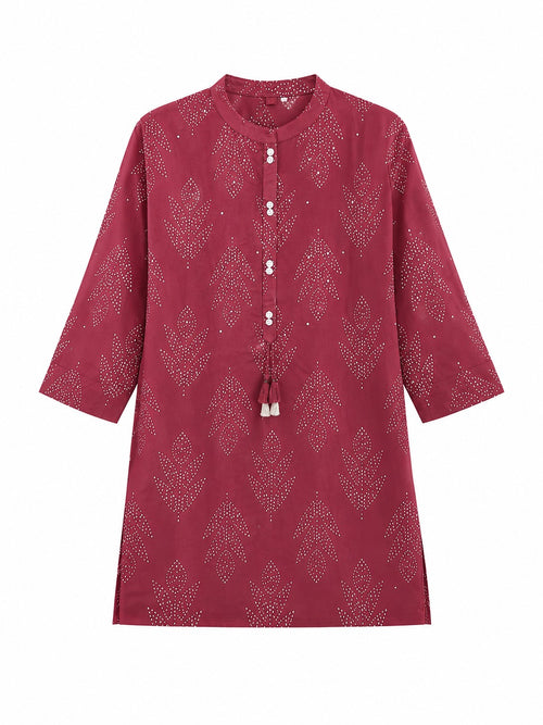Dusty Rose Motif Print Top