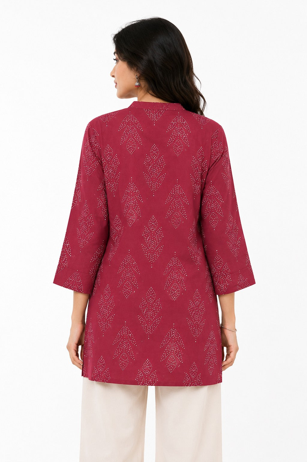 Dusty Rose Motif Print Top - view 3