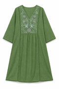 Green Embroidered Neck Kurta Set