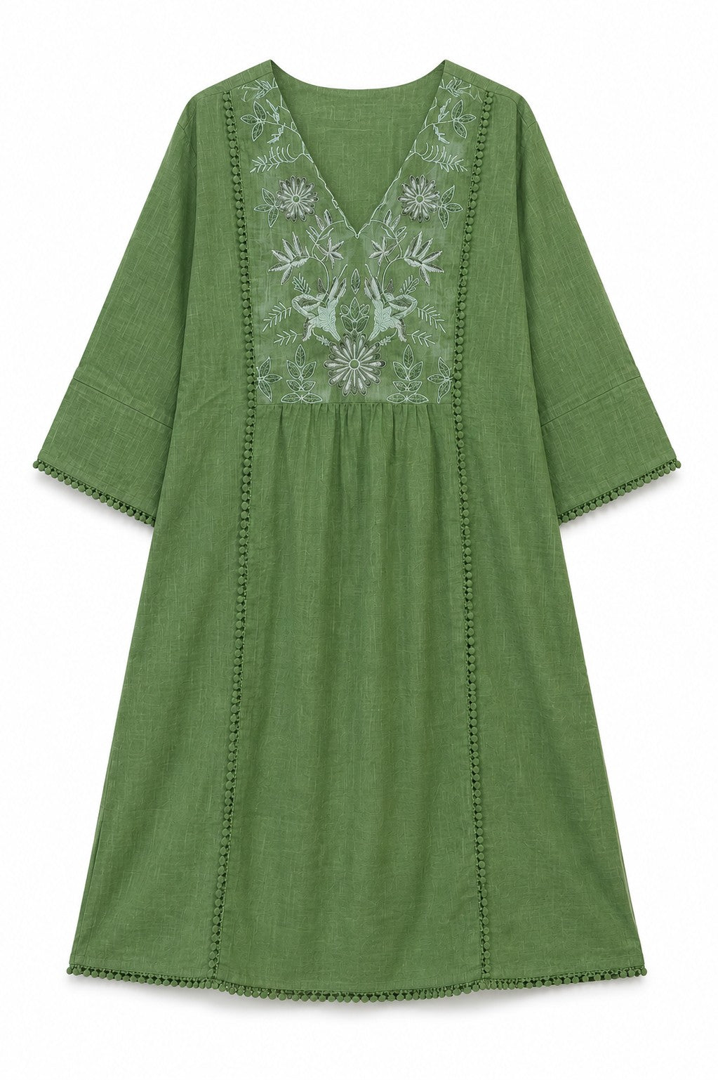 Green Embroidered Neck Kurta Set