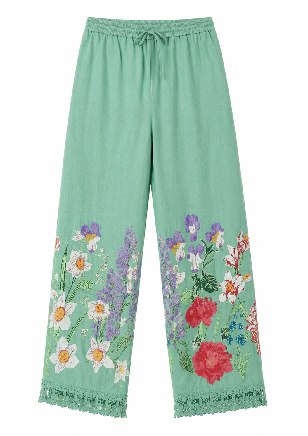 Green Floral Embroidered Kurta Set - view 2