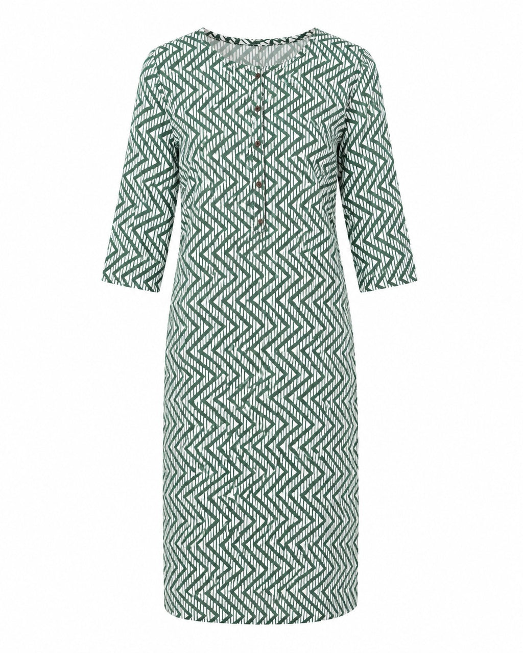 Green Geometric Print Kurti