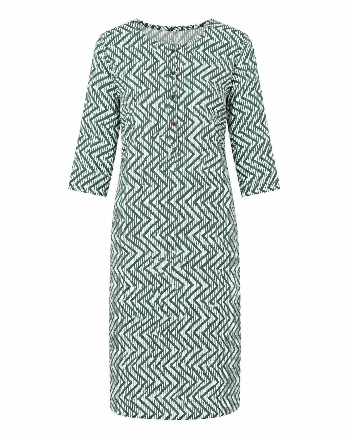 Green Geometric Print Kurti