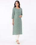 Green Geometric Print Kurti - view 2
