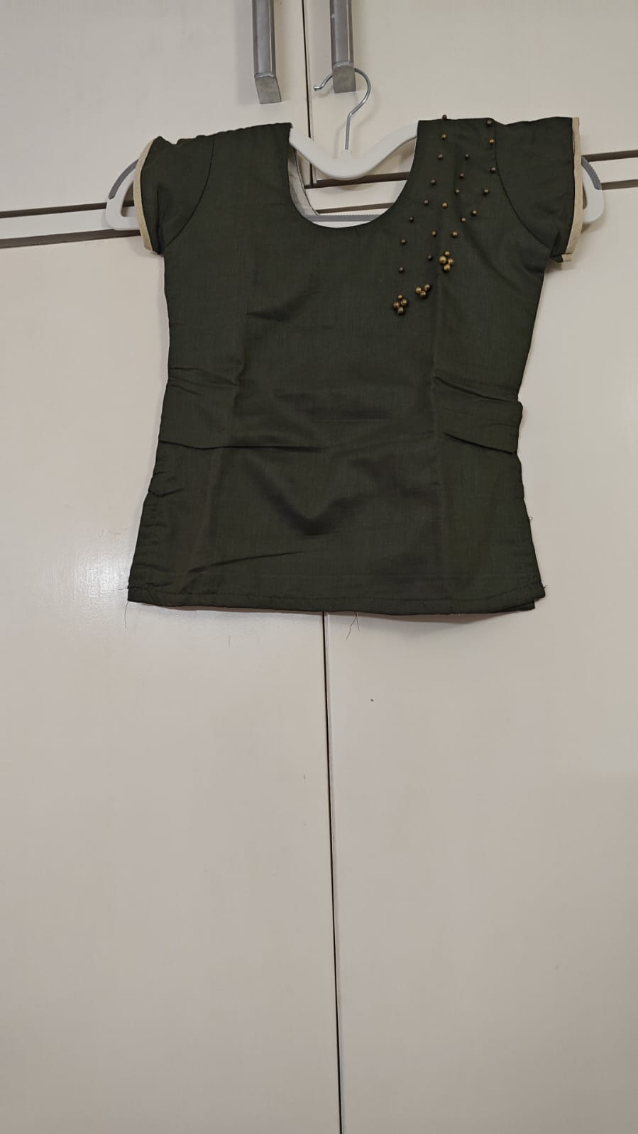 Green Pattu Pavadai Set, green - view 3