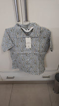 Grey Paisley Print Shirt, white