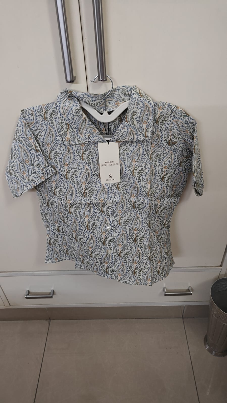 Grey Paisley Print Shirt, white