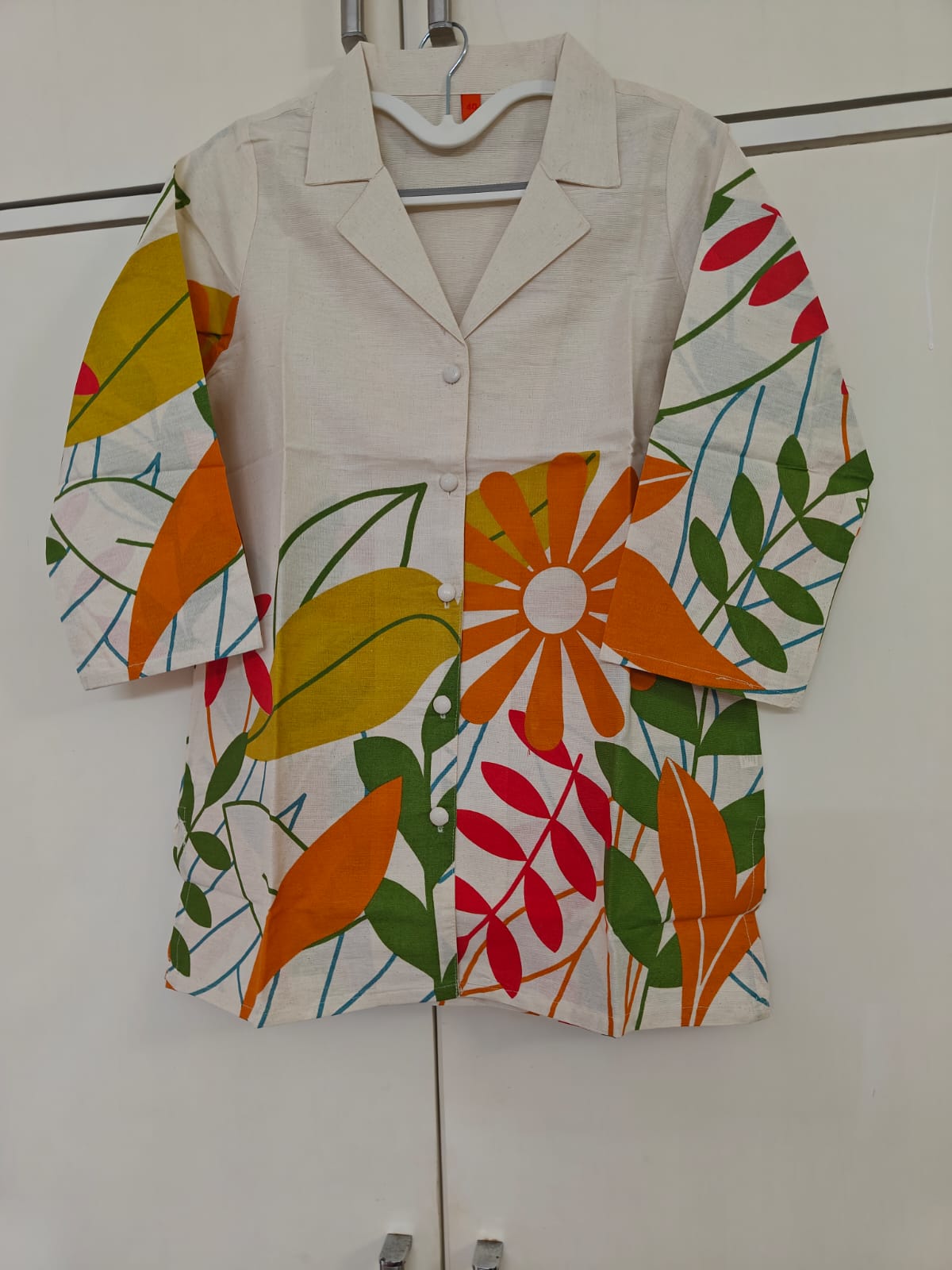 Ivory Tropical Print Shirt Set, multicolour
