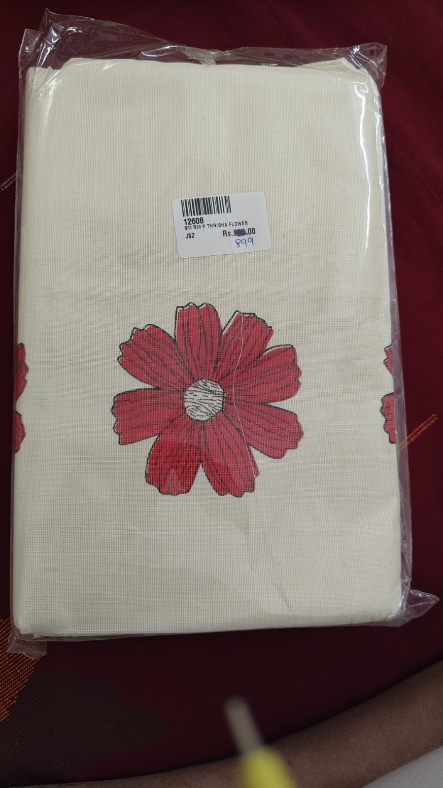 Kerala Saree with Orange Bloom Embroidery, orange