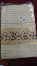 Kerala Saree with Orange Floral Border, orange