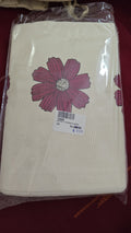 Kerala Saree with Purple Bloom Embroidery, purple