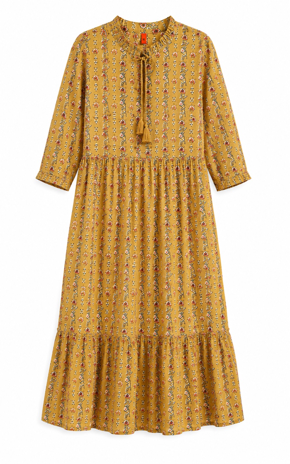 Khaki Print Tiered Long Kurta - view 3