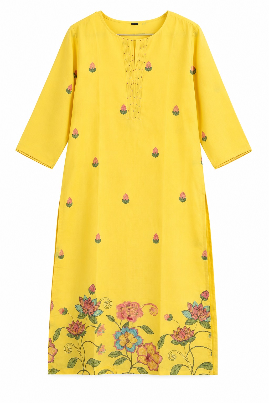 Lemon Embroidered Kurta Dupatta Set