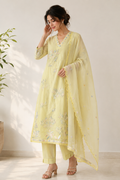 Lemon Floral Embroidered Kurta Set - view 4