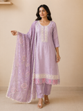 Lilac Embroidered 3-Piece Set, purple