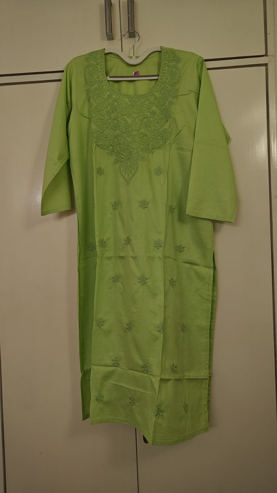 Lime Chikankari Kurta, green