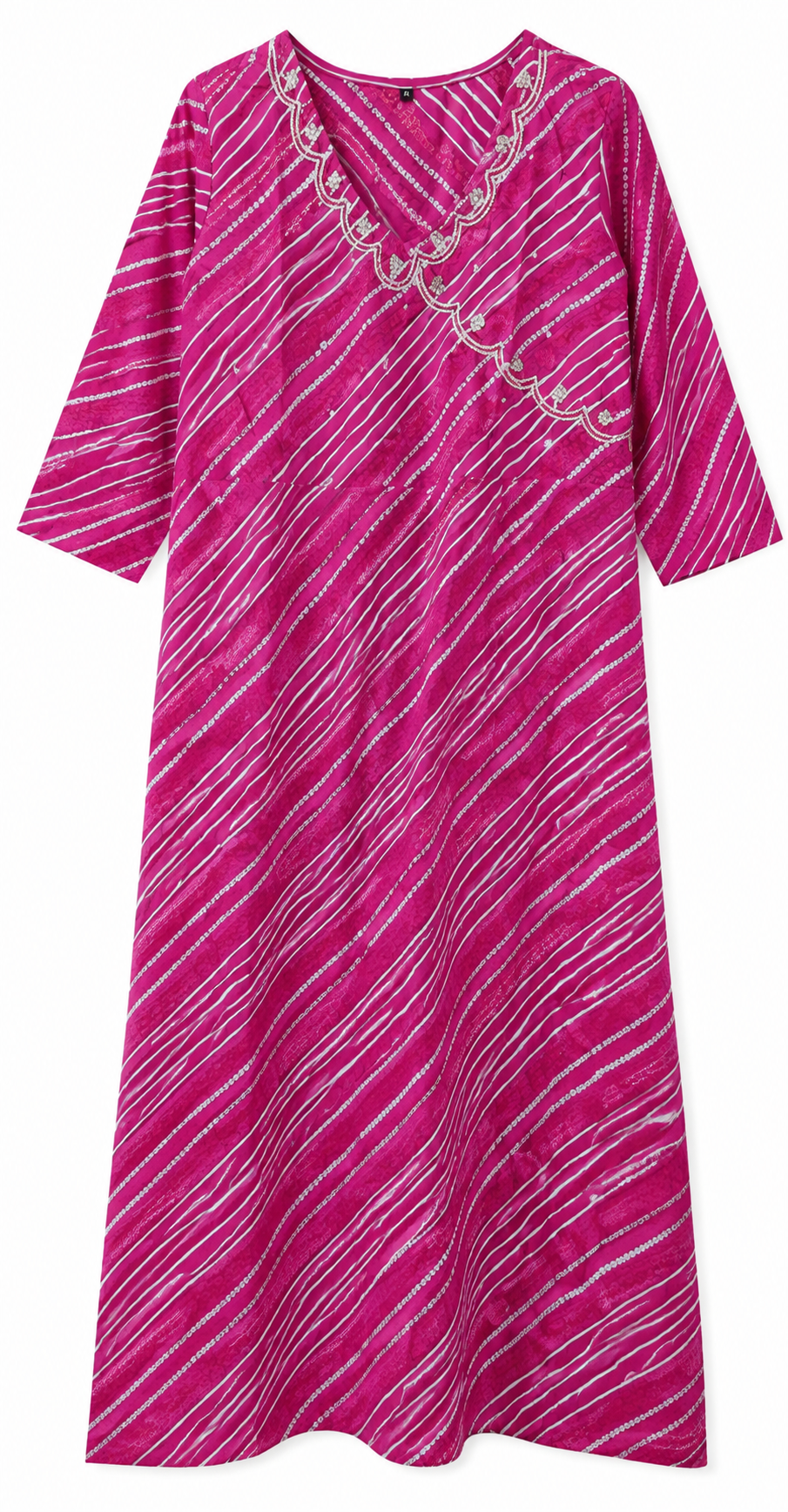 Magenta Leheriya Print Kurta Set, pink