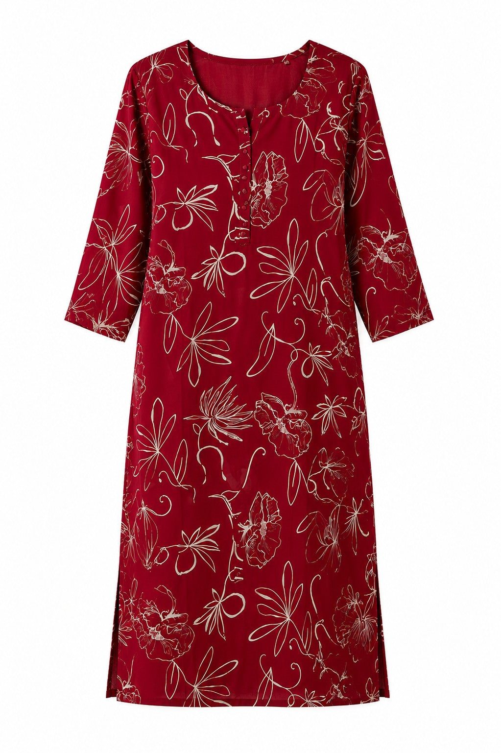 Maroon Floral Outline Kurti - view 3