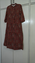 Maroon Striped Print Kurta Set, red