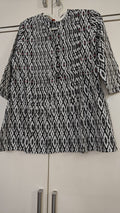 Monochrome Ikat Print Kurti, grey