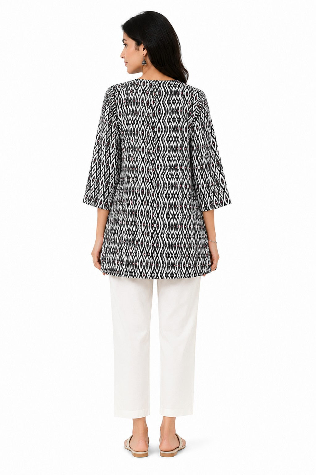 Monochrome Ikat Print Kurti - view 3